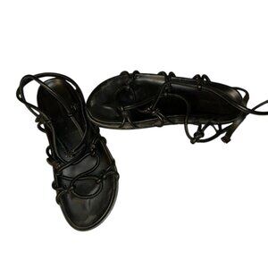 seed heritage SPECTACULAR black leather gladiator lace up sandals 41 10